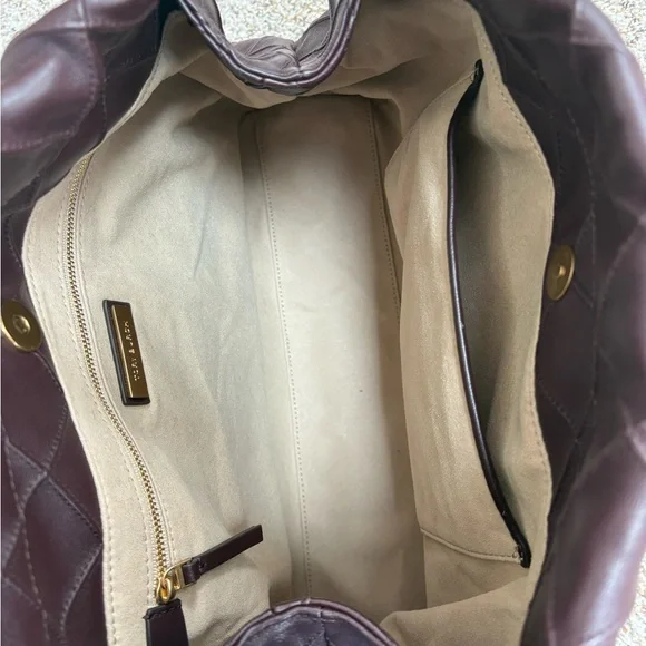 Tory Burch large Flemming hobo plum gold purse quilted EUC - Picture 8 of 14